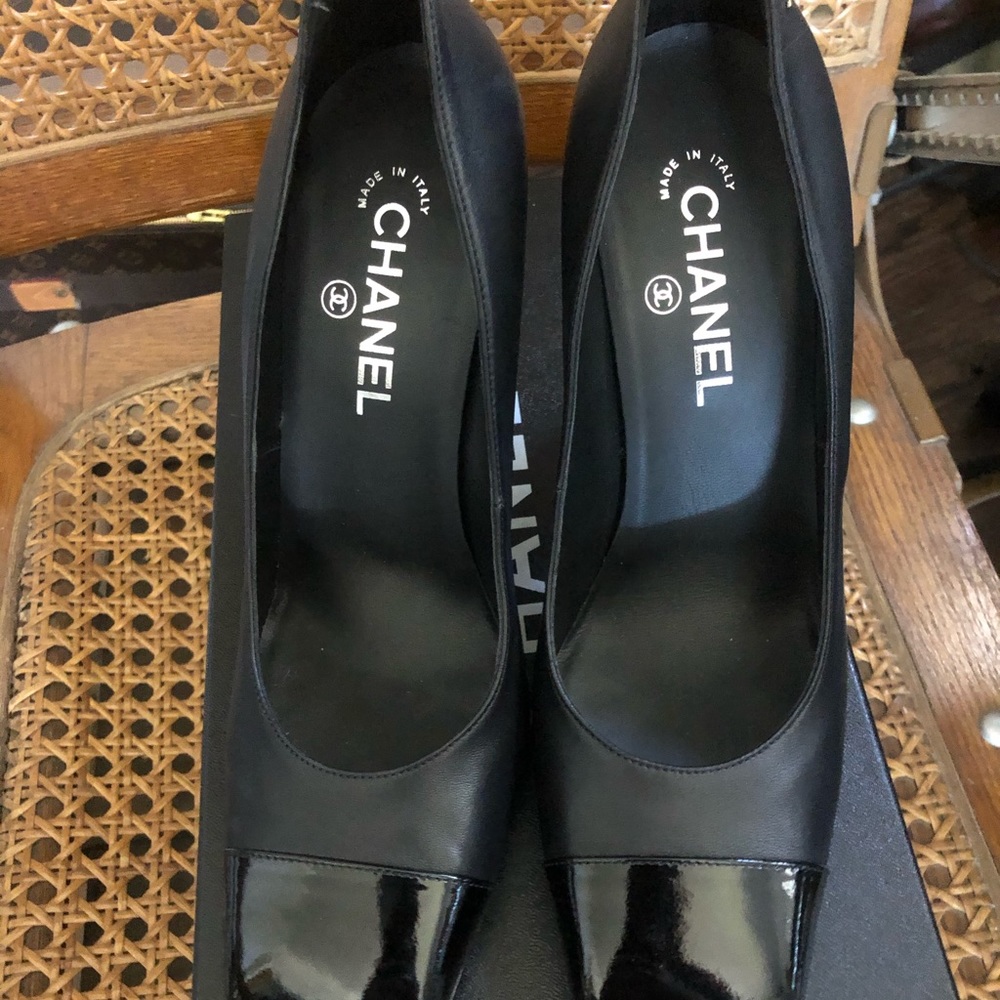 CHANEL Black Platform Heels